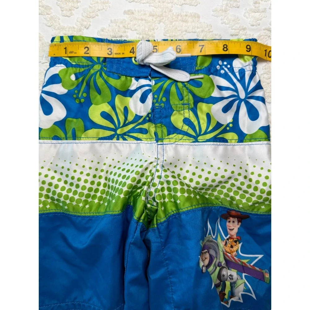 Disney Toy Story Buzz Woody Swim Trunks Blue Green‎ XXS 2/3 Boys Board Shorts
